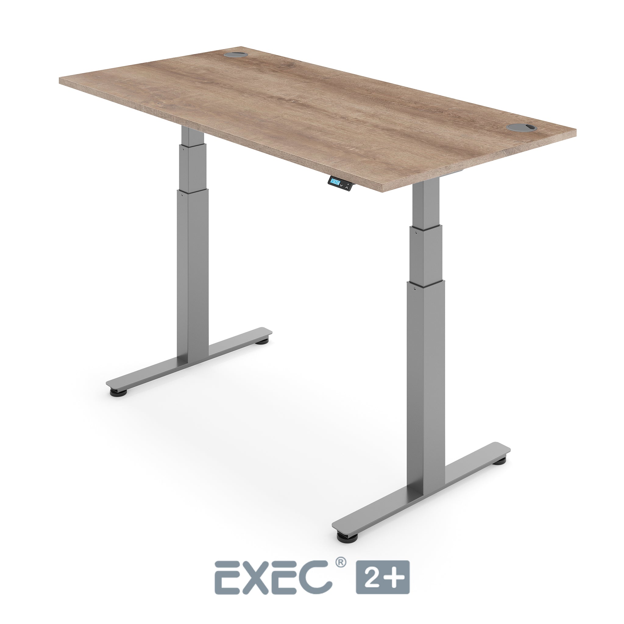 nebraska oak height adjustable desk with silver frame