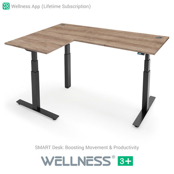 Yo-Yo DESK WELLNESS 3+ L-Shape SMART Standing Desk with Wellness APP