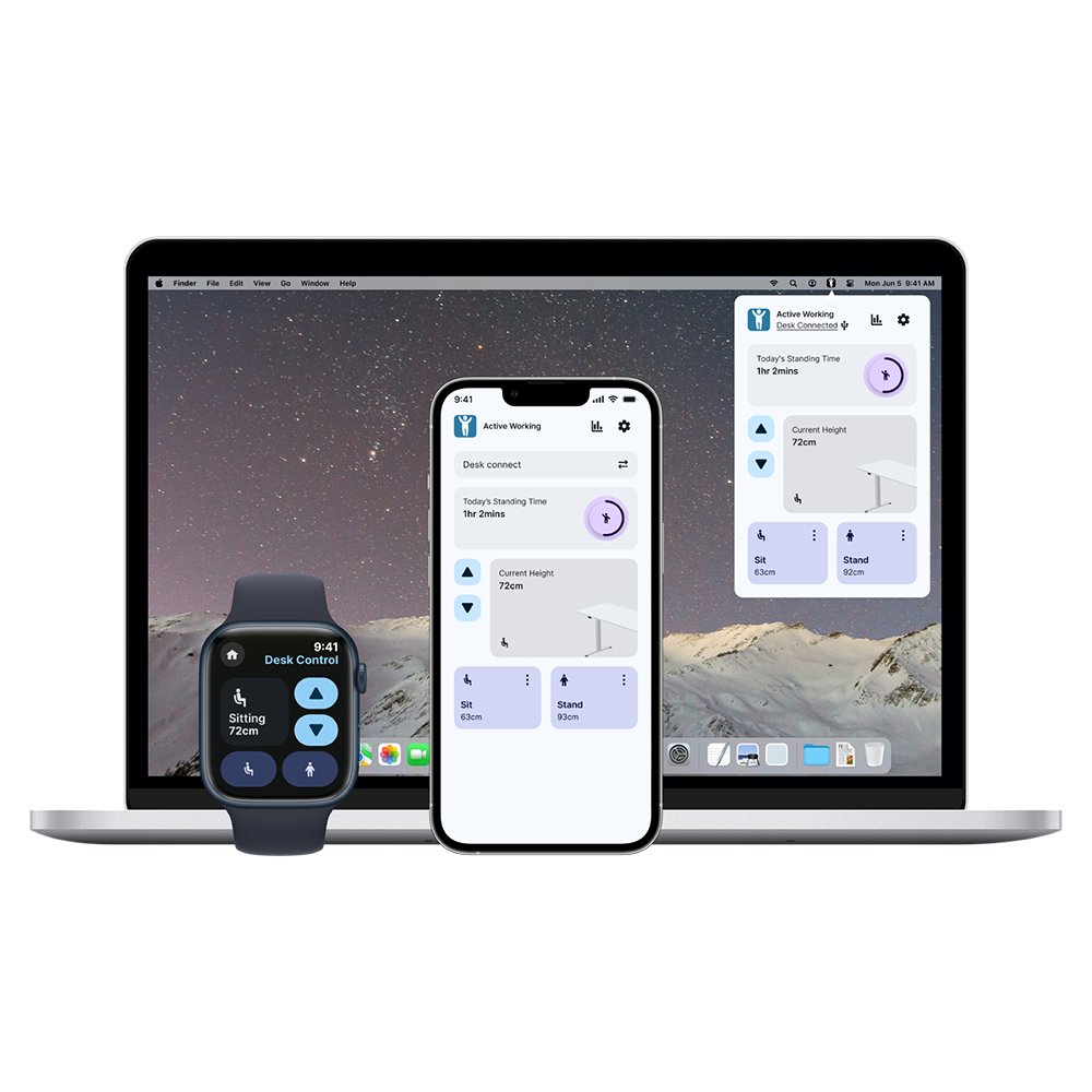 Yo-Yo DESK ALERT 3+  L-Shape SMART Standing Desk with Bluetooth Control