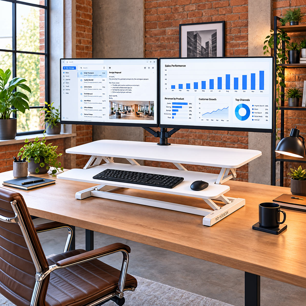Yo-Yo DESK 80-SLIM Single Monitor Standing Desk Converter